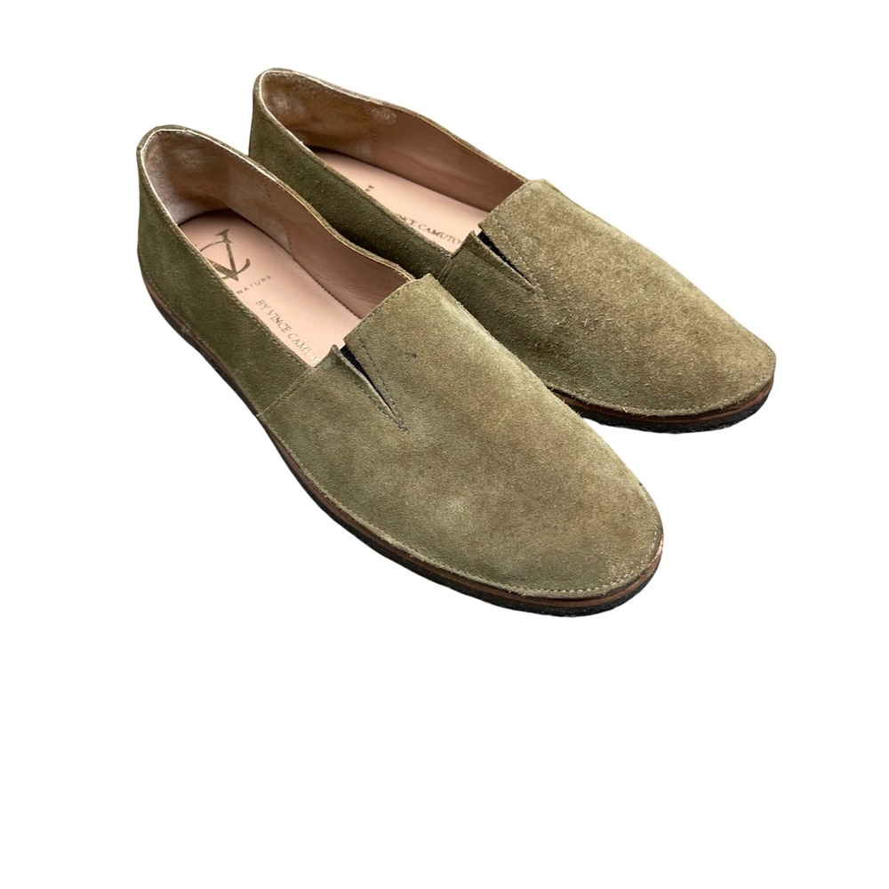Vince Camuto Women Olive Alisaa Size 7.5 Suede Leather Flat Loafers Brazil  Tan